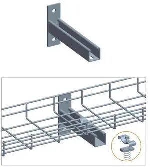 Cable Tray T Wall Holder with Clamp Set, 12", Zinc Cable Tray T Wall Holder with Clamp Set, 12", Zinc