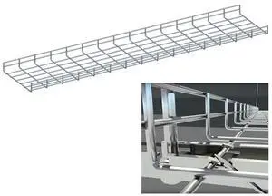 Wire Mesh Cable Tray, 5'L x 6"W x 2"H, Zinc Wire Mesh Cable Tray, 5'L x 6"W x 2"H, Zinc