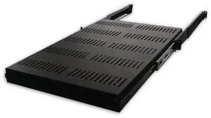 Single-Sided Slide-Out Vented Shelf with Adjustable Rails, 19" x 21"-32"D, Black Single-Sided Slide-Out Vented Shelf with Adjustable Rails, 19" x 21"-32"D, Black