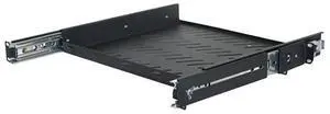 Single-Sided Slide-Out Vented Shelf, 1U, 19" x 14"D, Black Single-Sided Slide-Out Vented Shelf, 1U, 19" x 14"D, Black
