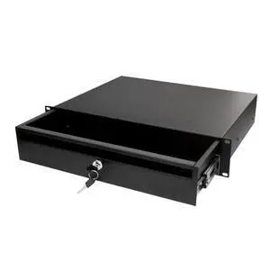 Locking Storage Drawer Shelf, 2U, 19" x 24"D, Black Locking Storage Drawer Shelf, 2U, 19" x 24"D, Black