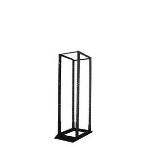 4-Post Open Frame Steel Floor Rack, Adjustable, 28U, 4' x 19" x 24"-36"D, Black 4-Post Open Frame Steel Floor Rack, Adjustable, 28U, 4' x 19" x 24"-36"D, Black