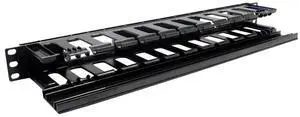 Horizontal Large Finger Duct With Hinged Cover, 30-40 Cables, 1U, 19", Black Horizontal Large Finger Duct With Hinged Cover, 30-40 Cables, 1U, 19", Black