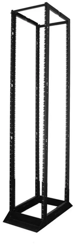 4-Post Open Frame Steel Floor Rack, Adjustable, 45U, 7' x 19" x 24"-36"D, Black 4-Post Open Frame Steel Floor Rack, Adjustable, 45U, 7' x 19" x 24"-36"D, Black