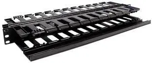 Horizontal Dual Large Finger Duct With Hinged Covers, 60-110 Cables, 1U, 19", Black Horizontal Dual Large Finger Duct With Hinged Covers, 60-110 Cables, 1U, 19", Black