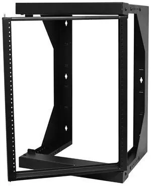 Swing-Out Open Frame Wall Rack, 18U, 3' x 18"-26" x 26"D, Black Swing-Out Open Frame Wall Rack, 18U, 3' x 18"-26" x 26"D, Black