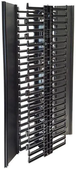 Vertical Dual Large Finger Duct With Hinged Covers for Open Racks, 240-340 Cables, 22.5U, Black Vertical Dual Large Finger Duct With Hinged Covers for Open Racks, 240-340 Cables, 22.5U, Black