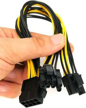 25cm Pci-e 8pin To Dual 8pin / Pcie 8pin-2x(6+2pin) Graphics Video Card Power Cable 18awg Computer Replacement Wire