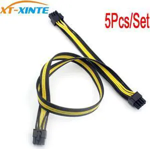 5Pcs 60cm GPU Power Extension Cable Cord 18AWG 8 Pin Male to Dual 8Pin (6+2) Male PCI-E Video Graphics Card Power Cable