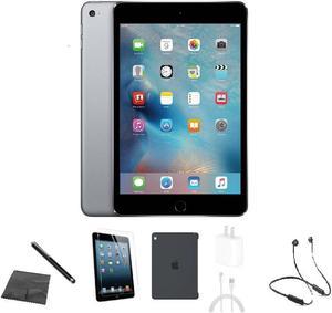 Apple iPad Mini 2 A1489 (WiFi) 16GB Space Gray Bundle w/ Case, Bluetooth Headset, Tempered Glass, Stylus, Charger