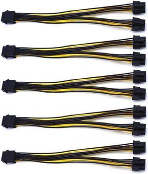 5-Pack PCI-E 8Pin to 2X 8 Pin (6+2) Power Splitter Cable for PCIE PCI Express Image Card Y - Splitter Extension Cable