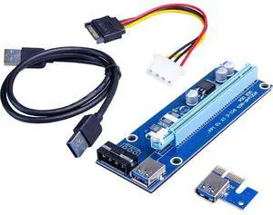 006 PCI-E Riser Card USB 3.0 PCI-E Riser Express 1X 4x 8x 16x Extender Riser Adapter SATA 15pin to 4pin Power Cable for BTC
