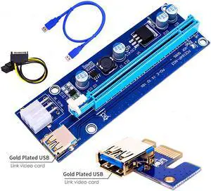 VER009S PCI-E Riser Card With 3 LEDs 60CM USB 3.0 Cable PCI Express 1X to 16X Extender PCIe Adapter for Window Systems/XP/LINUX