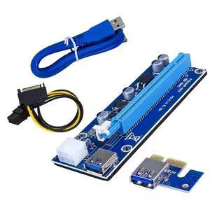 VER006C PCI-E Riser Card PCI Express PCIE 1X to 16X Extender Adapter USB 3.0 Cable SATA 15Pin to 6Pin Power for Mining Miner