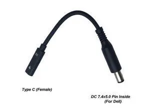 Dongle Adapter USB C Type C to 7.4x5.0mm Laptop Adapter Tip Connector Converter for Dell 65W or Below Laptop DC JACK Charger Converter DC Cable Adapter Dongle Adapter USB C Type C to 7.4x5.0mm Laptop Adapter Tip Connector Converter for Dell 65W or Below Laptop DC JACK Charger Converter DC Cable Adapter