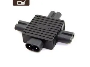 IEC 320 Figure 8 C8 Male to 3X Female C7 Splitter Power Adapter for Power Supply 1 in 3 out PW-120 IEC 320 Figure 8 C8 Male to 3X Female C7 Splitter Power Adapter for Power Supply 1 in 3 out PW-120