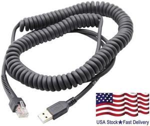 USB Cable Coiled 15ft for Symbol Barcode Scanner LS2208 ls7708 ls9208 ls7808