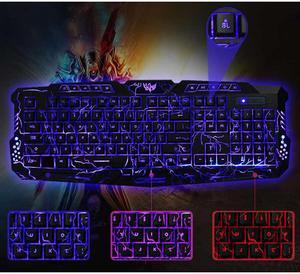 114-Key Gaming Keyboard LED Backlit Wired USB Gaming Keyboard with Cracking Pattern for Gamer Laptop PC,Black