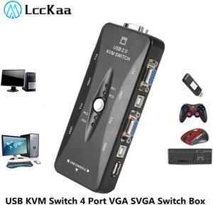 LccKaa USB KVM Switch 4 Port VGA SVGA Switch Box USB 2.0 KVM Mouse Switcher Keyboard 1920*1440 Vga Splitter Box Sharing Switch