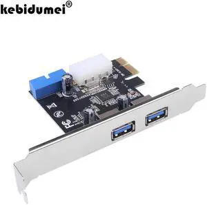 kebidumei  USB 3.0 PCI-E Expansion Card Adapter External 2 Port USB3.0 Hub Internal 20pin Connecter PCI-E Card