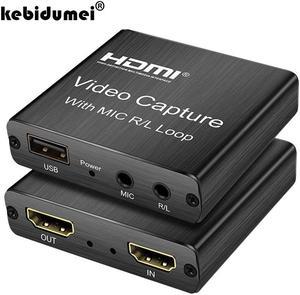 Loop Out Capture Card Video Recording 4K HDMI-compatible To USB 2.0 for PC Game Live Streaming Video Recorder Mic Input Audio