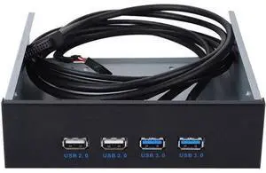 ASHATA 5.25" Front Panel,4 USB Port Optical Drive Front Panel,Multifunction 5.25 Inch 19 Pin/9Pin to USB 3.0 USB 2.0 4 Port Metal Optical Drive Bay for Windows, XP, Vista, Windows 7 32 & 64 bit ASHATA 5.25" Front Panel,4 USB Port Optical Drive Front Panel,Multifunction 5.25 Inch 19 Pin/9Pin to USB 3.0 USB 2.0 4 Port Metal Optical Drive Bay for Windows, XP, Vista, Windows 7 32 & 64 bit