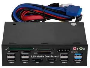 5.25" Media Dashboard Card Reader USB 2.0 USB 3.0 20 pin e-SATA SATA Front Panel 5.25" Media Dashboard Card Reader USB 2.0 USB 3.0 20 pin e-SATA SATA Front Panel