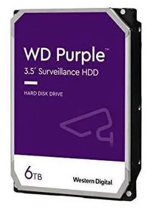 WD Purple 6TB Surveillance 3.5 Inch Internal Hard Drive - Allframe 4K - 180TB/yr, 64MB Cache, 5640 RPM Class - (WD64PURZ) WD Purple 6TB Surveillance 3.5 Inch Internal Hard Drive - Allframe 4K - 180TB/yr, 64MB Cache, 5640 RPM Class - (WD64PURZ)