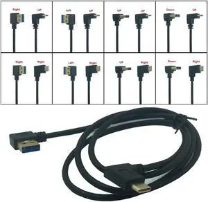 5Gbp/s Up & Down elbow design USB 3.1 USB-C Type C to USB 3.0 Left & Right Angle Cable 1m 3ft Type-c Fast Sync Charge cables(Right-UP)