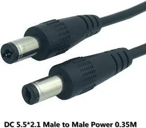DC 5.5x2.1 Extension Cable wire 0.35M Male to Male Connector 5.5*2.1 Cable 5.5*2.1 Male to Male Wire Black 35cm