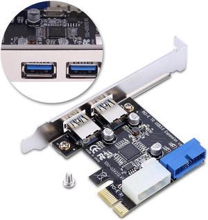 Superspeed 5Gbps PCI-E x1 to 2 Ports USB 3.0 HUB PCI Express NEC Expansion Card Adapter Extender with Internal 20-Pin Connector