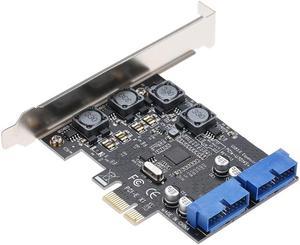 Super Speed PCI Express to Dual 20 Pin USB 3.0 Controller Card PCI-E X1 to 2 Ports USB 3.0 Header With Low Profile Bracket