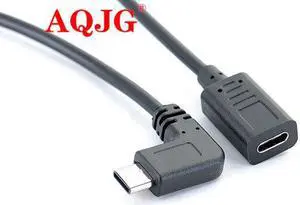1pc 27cm 90 Degree Right Angle USB-C Extender Professional USB3.1 Type C Male To Female Extension Data Cable