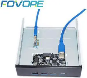 PCI-E 1x to 4 Ports USB 3.0 Card 5.25" Floppy Bay Front Panel USB3.0 Hub Splitter Internal Combo Bracket Adapter for PC Desktop