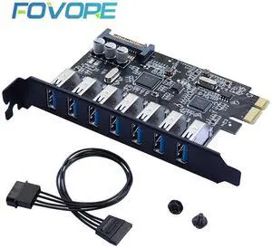 USB 3.0 PCI-E Expansion Card Adapter 7 Ports USB 3.0 Hub Adapter External Controller PCI-E Extender PCI Express Card for Desktop