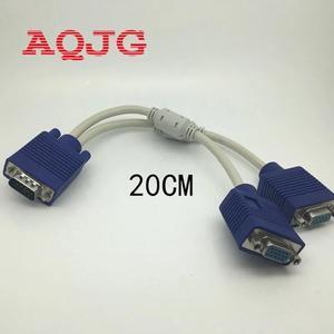 VGA 15 Pin PC SVGA Male to 2 Dual Double Female Monitor Y Adapter Splitter Cable 20cm Vga Male to Vga female Wholesale  computer