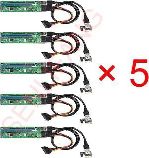 PCI-E Riser Card USB 3.0 Express 1X 4x 8x 16x Extender Adapter SATA 15pin to 4pin Power Cable for BTC Mining Miner