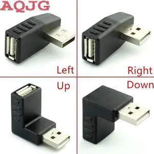 90 degree USB 2.0 A male to female Left and right angled adapter USB 2.0 AM/AF Connector for laptop PC Computer Black