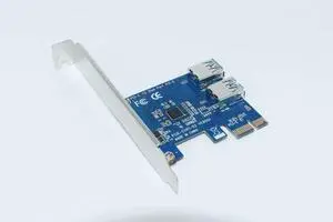PCIE PCI Expansion Card Card To 2 Ports USB 3.0 HUB Controller Adapter Riser Cards For Bitcoin Mining Device Miner Antminer