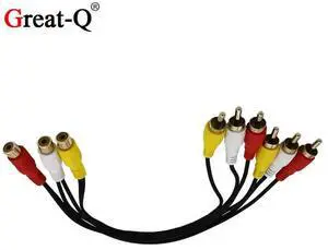 Gold-Plated 3 RCA Female To 6 RCA Male  Plug Splitter  Cable Audio TV DVD Video Adapter AV  Cable 30cm