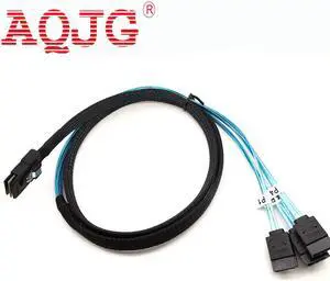 SFF-8087 Mini SAS 4i 36P to 4SATA 7P With Latch Black Cable 100cm