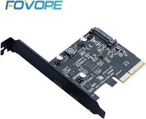 USB 3.1 PCIE PCI Express Expansion Card PCI-E 4X to USB 3.1 Gen2 10Gbps 2-Port USB C Adapter ASMedia ASM3142 Chipset For Desktop