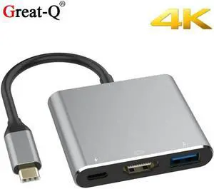 USB3.1 Hub Type-c to HDMI-compatible   + usb3.0 + pd 3-IN-1  high-definition adapter cable type-c docking hub