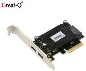 2 ports USB 3.1 PCI express Card PCIe riser card  pci-e 4x to usb3.1 Type-A adapter SuperSpeed 10Gbps with SATA power