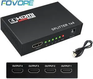 5.1Gbps HDMI Splitter 1X4 4 Port Hdmi Hub Repeater Amplifier 1.4 3D 1080p 1 in 4 out With Power Supply