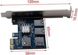PCI-E 1 to 4 PCI-E Adapter 16X slots Riser Card PCI-E 1X to External 4 PCI-e slot Adapter PCIe Multiplier Card for Bitcoin Miner