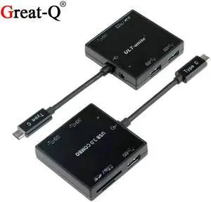 USB Type-c to 3 Port USB 3.0 Hub  Adapter  With SD Card Reader COMBO