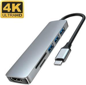 6 in 1 USB C Hub Type C to USB3.0 HDMI-compatible  PD Card Reader Adapter for MacBook