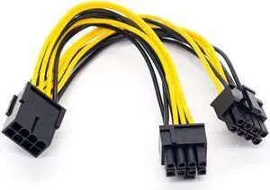 PCI-Express PCIE 8 Pin to Dual 8 (6+2) Pin VGA Graphic Video Card Adapter Power Supply Cable 8 Inches 20cm
