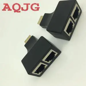 1 Pair Full HD 1080P HDMI To Dual RJ45 Network Cable Extender adapter by Cat 5e / 6 Cable Up to 30 Meters for HDTV HDPC STB